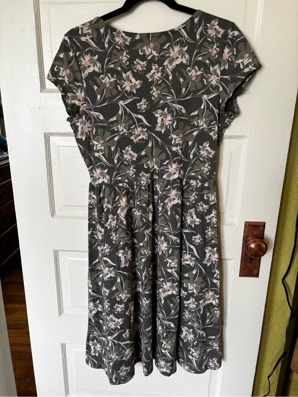 Pact Floral Wrap-Style Dress in Charcoal with Pale Pink Accents - Picture 2 of 3
